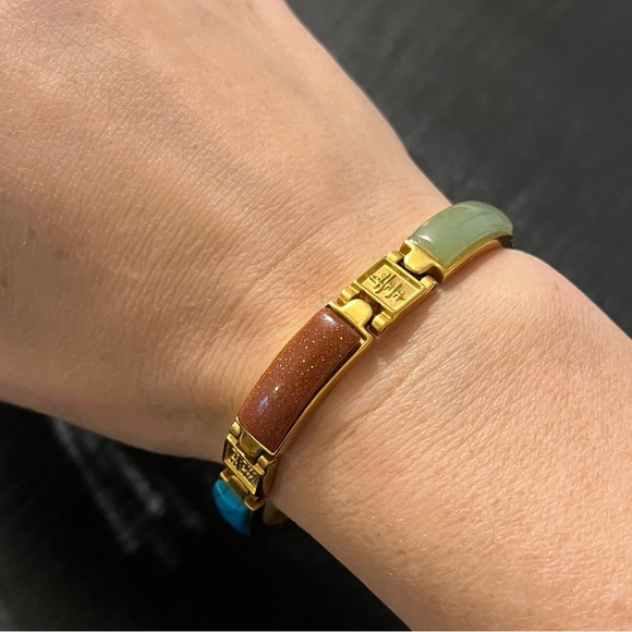 Gemstone Magnetic Chinese Characters Bracelet Marked 316L S.Steel - Picture 10 of 13